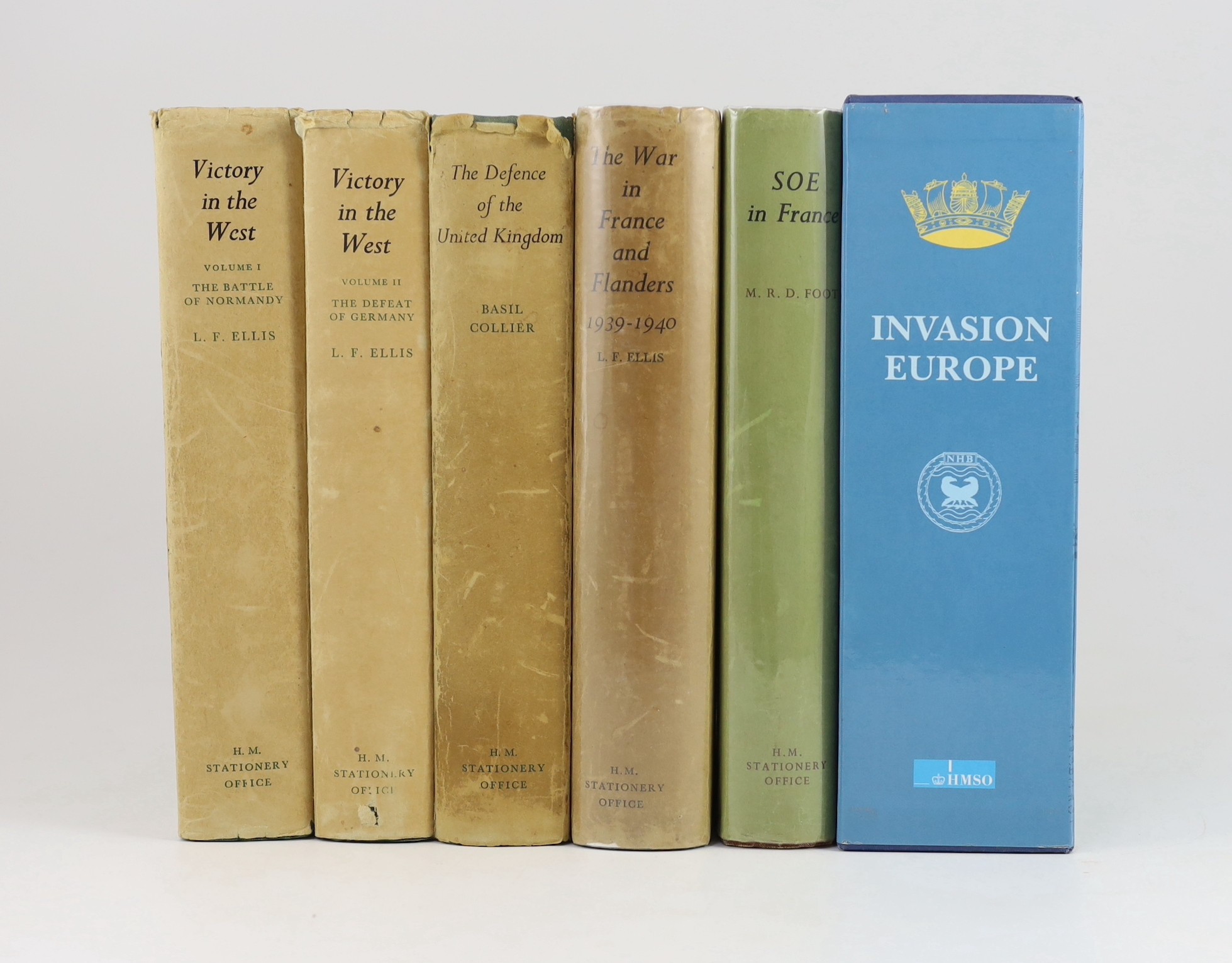 History of the Second World War - 5 works - Ellis, L.F (Maj.) - Victory in the West, 2 vols, 1962-68; and The War in France and Flanders 1939-1940, 1953; Collier, Basil - The Defence of the United Kingdom, 1957; Foot, M.